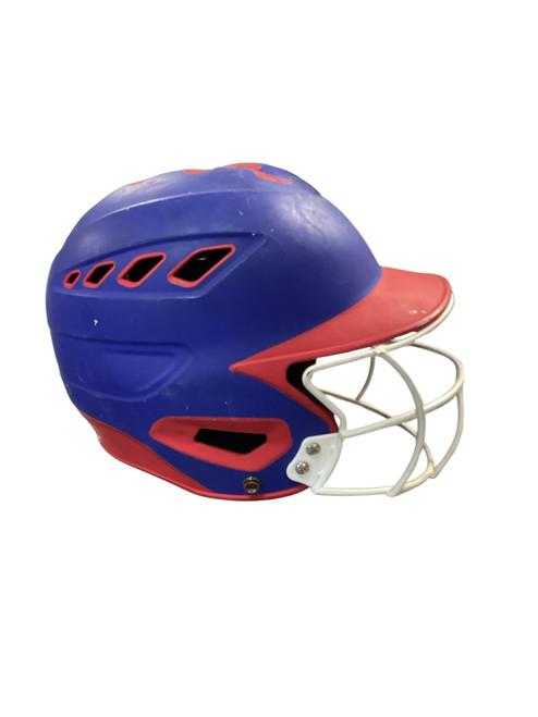 Vist Large View of Product Image Which is Used BoomBah HELMET W CAGE NVY/RED Batting Helmet w/Mask Navy Blue And Red MD