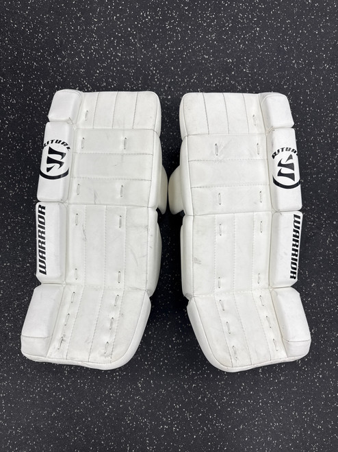 Vist Large View of Product Image Which is Used Warrior RITUAL G3 Goalie Leg Pads Youth White 19+0.5”