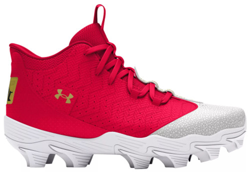 Vist Large View of Product Image Which is New Under Armour Harper 9 RM Youth 10 Red Baseball Cleats