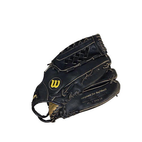 Vist Large View of Product Image Which is Used Wilson A9631 DFSFP4 RH Throw Fastpitch Gloves Brown 12 1/2"