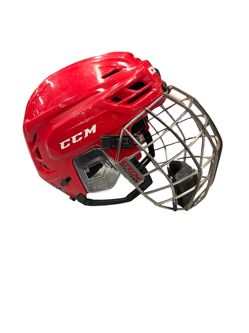 Vist Large View of Product Image Which is Used CCM TACKS 710 Helmet Cage Combo Red SM