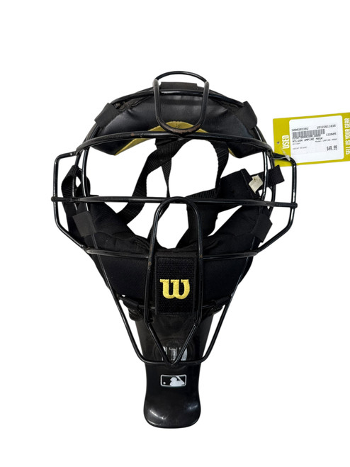 Vist Large View of Product Image Which is Used Wilson Umpire Mask With Throat Guard - Black
