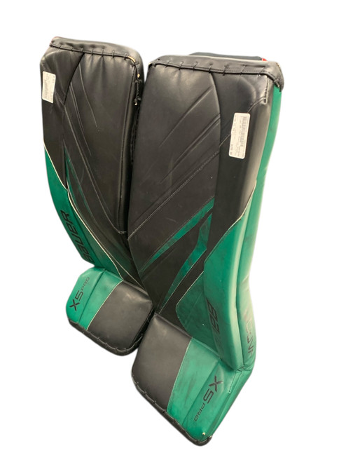 Vist Large View of Product Image Which is Used Bauer X5 PRO Goalie Leg Pads Inter Black/Green 31+1”