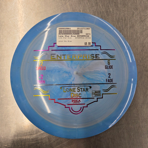 Vist Large View of Product Image Which is Used Lone Star Disc ENTERPRISE DRIVER Disc Golf Driver Sky Blue
