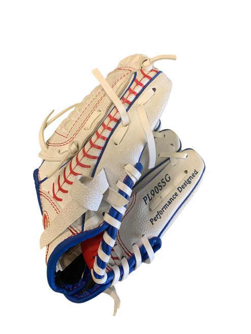 Vist Large View of Product Image Which is Used Rawlings PL90SSG Glove RH White 9"