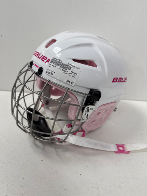 Vist Large View of Product Image Which is Used Bauer LIL SPORT Helmet Cage Combo White XS
