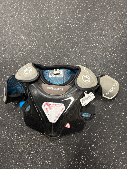 Vist Large View of Product Image Which is Used Maverik CHARGER NOCSAE SP YOUTH Lacrosse Shoulder Pads Black SM