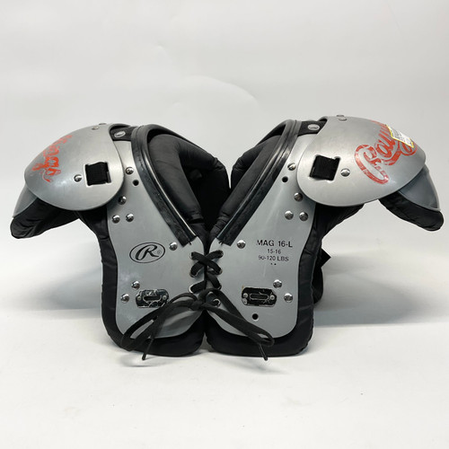 Vist Large View of Product Image Which is Used Rawlings MAG FB Shoulder Pads Grey LG