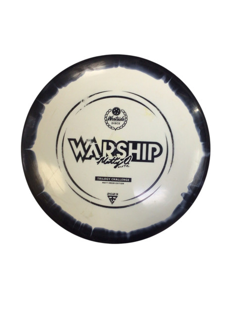 Vist Large View of Product Image Which is Used Westside WARSHIP Disc Golf Mid Range White