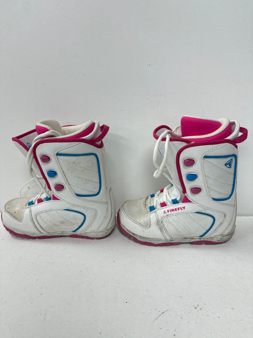 Vist Large View of Product Image Which is Used Firefly BOOT Girls Snowboard Boots White And Neon Pink Junior 05