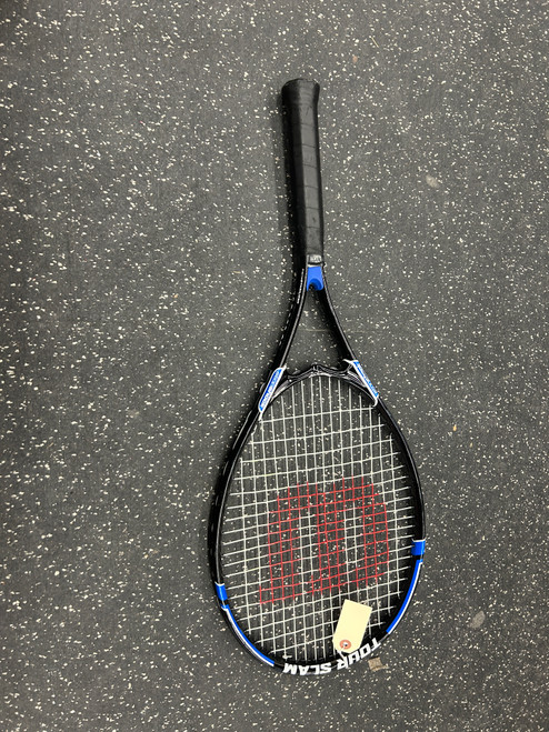 Vist Large View of Product Image Which is Used Wilson TOUR SLAM Adult Tennis Racquet Black 4 1/4"