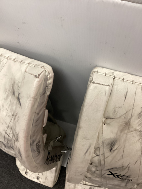 Vist Large View of Product Image Which is Used Reebok XLT245 Goalie Leg Pads Senior White 37"