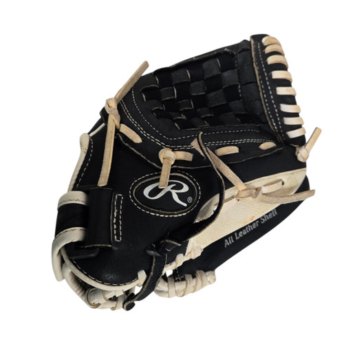 Vist Large View of Product Image Which is Used Rawlings HIGHLIGHT RH Throw Fastpitch Gloves Black 11 1/2"