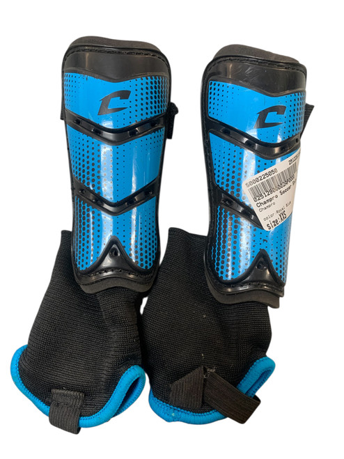Vist Large View of Product Image Which is Used Champro Soccer Shin Guards Youth Royal Blue XXS