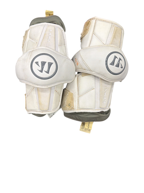 Vist Large View of Product Image Which is Used Warrior IMPAX LT Lacrosse Arm Pads/Guards White Senior