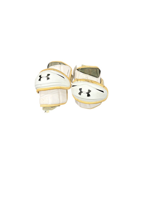 Vist Large View of Product Image Which is Used Under Armour COMMAND PRO Lacrosse Arm Pads/Guards White MD