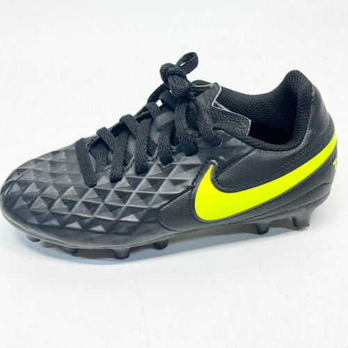 Vist Large View of Product Image Which is Used Nike TIEMPO Soccer Cleats Black And Optic Yellow Youth 11.0