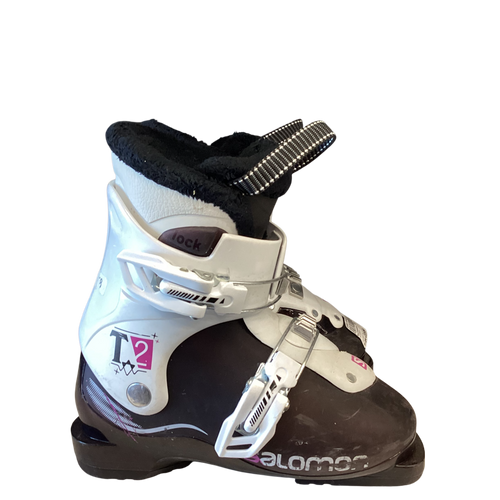 Vist Large View of Product Image Which is Used Salomon T2 Girls DH Ski Boot Purple 205 MP - J01