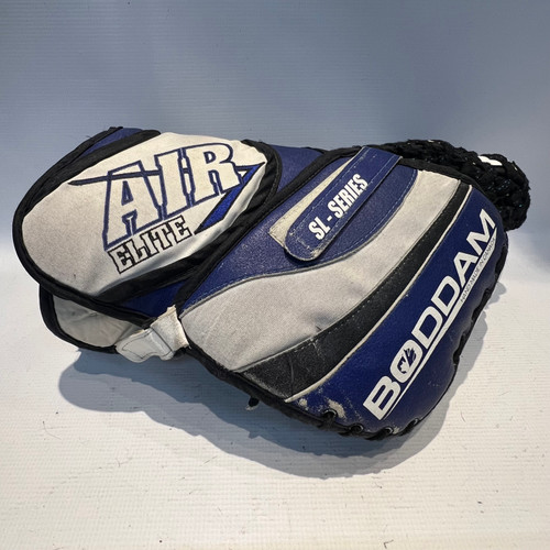 Vist Large View of Product Image Which is Used BODDAM AIR ELITE BLU/WHT Senior Goalie Catcher Royal Blue And White