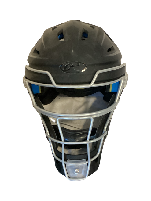 Vist Large View of Product Image Which is Used Rawlings CHMACH Catchers Helmet w/Mask Black LG