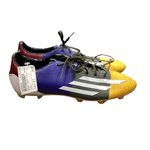 Vist Large View of Product Image Which is Used Adidas Soccer Cleats Navy Blue And Yellow Senior 10.5