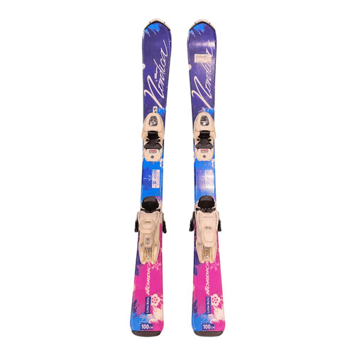 Vist Large View of Product Image Which is Used Nordica LITTLE BELLE Girls DH Ski/Binding Navy Blue 100 cm