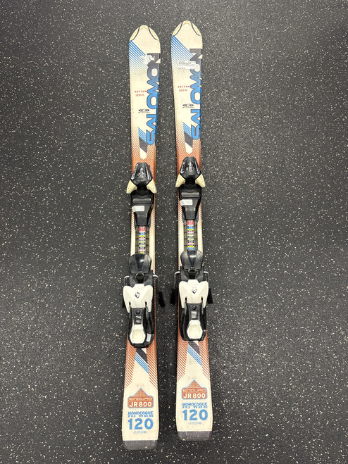 Vist Large View of Product Image Which is Used Salomon ENDURO JR 800 Boys DH Ski/Binding White 120 cm
