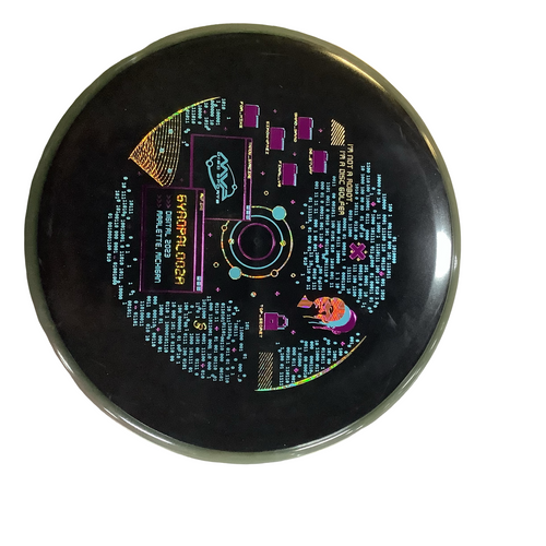 Vist Large View of Product Image Which is Used Axiom 2023 GYROPALOOZA HEX Disc Golf Mid Range Black 174g