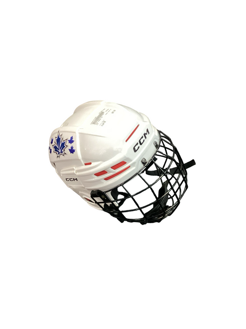 Vist Large View of Product Image Which is Used CCM TACKS 70 Helmet Cage Combo White MD