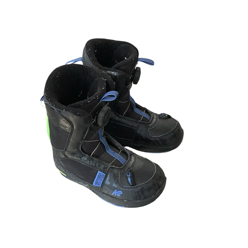 Vist Large View of Product Image Which is Used K2 MINI TURBO Boys Snowboard Boots Black And Royal Blue Junior 02