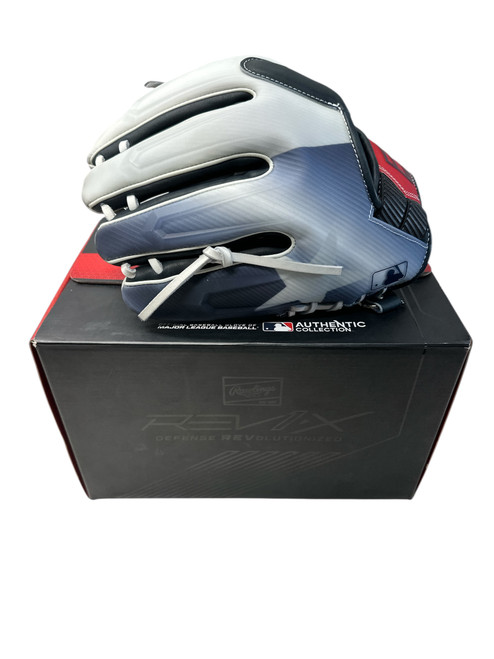 Vist Large View of Product Image Which is New Rawlings REV204-2TEX BB/SB Glove RH Throw White/Red/Navy 11 1/2"