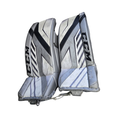 Vist Large View of Product Image Which is Used CCM AXIS SYDNEY Goalie Leg Pads Senior Grey 30"