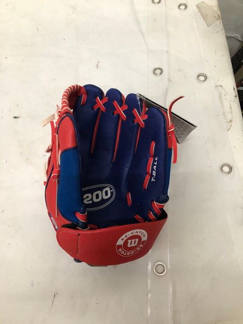 Vist Large View of Product Image Which is Used Wilson NEW A200 BB/SB Glove T-ball Navy Blue And Red 10"