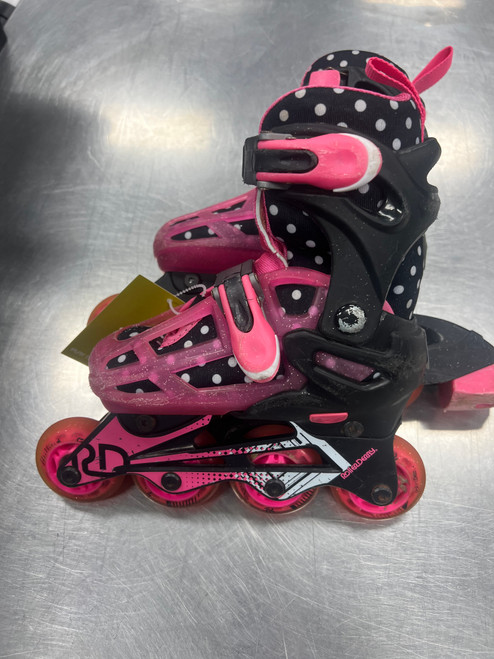 Vist Large View of Product Image Which is Used RollerDerby ADJUSTABLE 11-2 Junior Rec Fitness Skates Black Adjustable