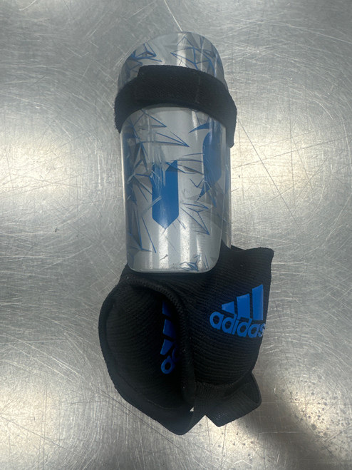 Vist Large View of Product Image Which is Used Adidas MESSI 10 Soccer Shin Guards Youth Grey SM