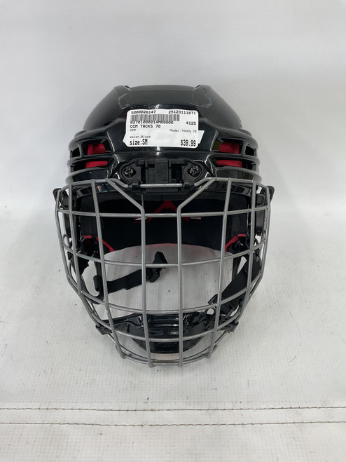 Vist Large View of Product Image Which is Used CCM TACKS 70 Helmet Cage Combo Black SM