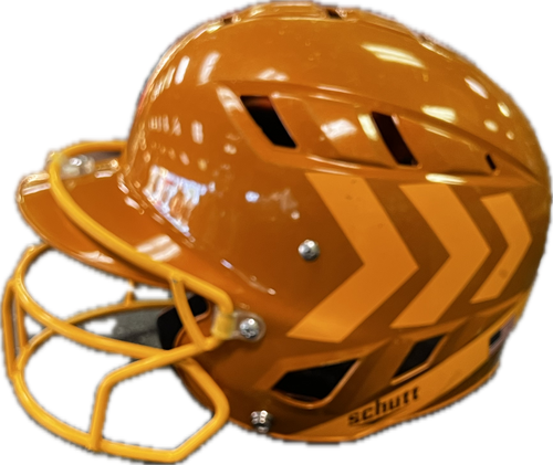 Vist Large View of Product Image Which is Used Schutt 324200 OSFM SR Batting Helmet w/Mask Orange One Size
