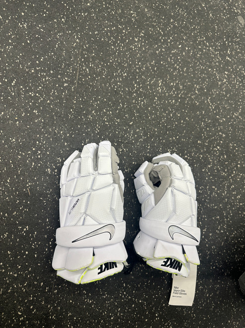 Vist Large View of Product Image Which is Used Nike VAPOR ELITE Lacrosse Gloves Mens White MD