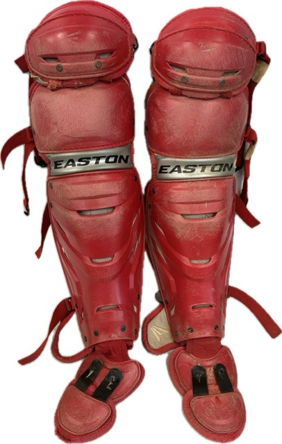 Vist Large View of Product Image Which is Used Easton PRO X Catchers Leg Guards Red Adult