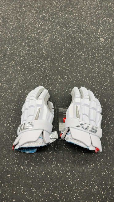 Vist Large View of Product Image Which is Used STX RZR2 Lacrosse Gloves Mens White LG