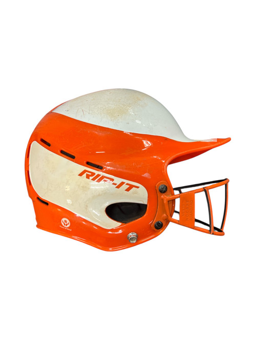 Vist Large View of Product Image Which is Used RIP-IT WHITE Batting Helmet w/Mask White One Size