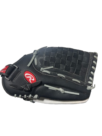 Vist Large View of Product Image Which is Used Rawlings RAWLINGS RSB SOFTBALL 14 IN BB/SB Glove RH Throw Black And Grey 14"
