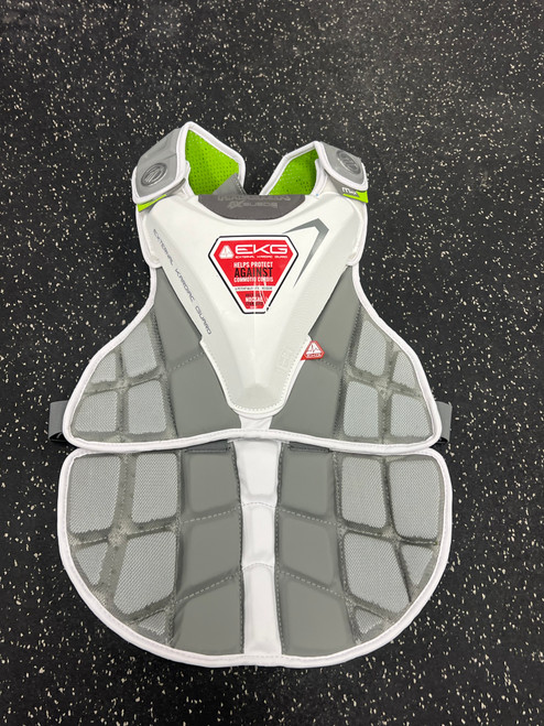 Vist Large View of Product Image Which is Used Maverik MAX EKG LAX Goalie Chest M White SM