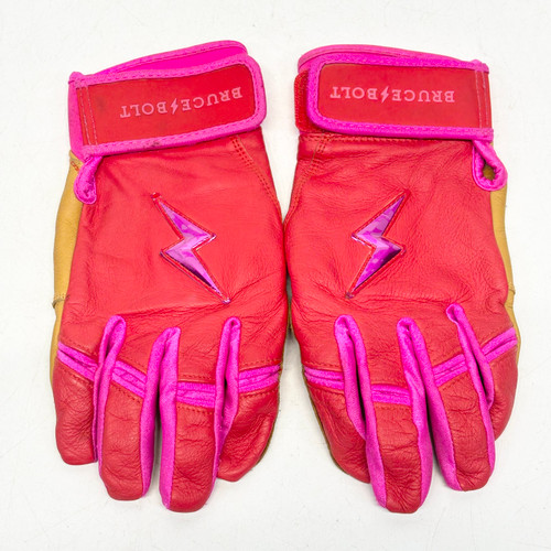 Vist Large View of Product Image Which is Used BRUCE BOLT BADER ADULT BB/SB Batting Gloves Red LG