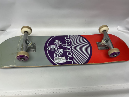 Vist Large View of Product Image Which is Used Habitat RED GREY AND PURPLE Complete Skateboard Navy Blue 8"
