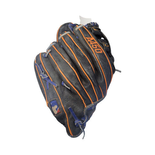 Vist Large View of Product Image Which is Used Wilson A450 GLOVE BB/SB Glove RH Throw Black 11"