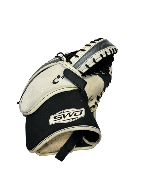 Vist Large View of Product Image Which is Used Sher-wood CERBERUS Senior Goalie Catcher Black And White