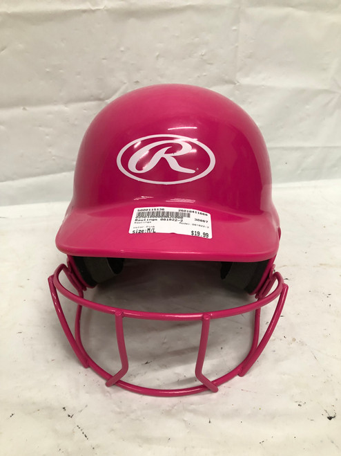 Vist Large View of Product Image Which is Used Rawlings 081822-2 Batting Helmet w/Mask Pink M/L