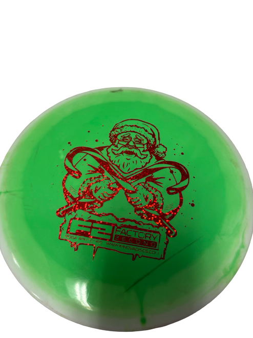 Vist Large View of Product Image Which is Used Innova F2 Factory Second Mako3 Halo Star SANTA Disc Golf Mid Range Green 175g