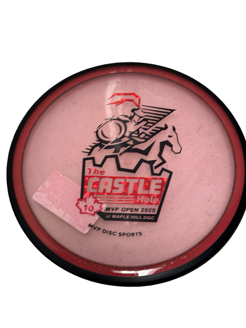 Vist Large View of Product Image Which is Used MVP Discs 2025 MVP Open "The Castle Hole" Particle Glow Reactor Disc Golf Midrange Pink 176g - Like New